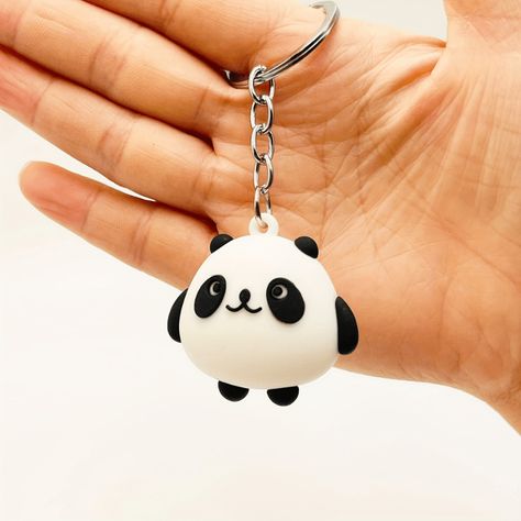 Faster shipping. Better service Keychain Diy Easy, Panda Doll, Key Chain For Men, Panda Craft, Panda Items, Christmas Elf Outfit, Panda Charm, Clay Keychain, Kawaii Bags