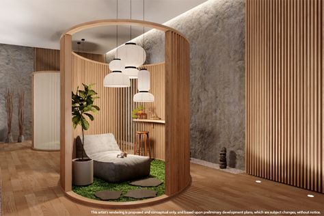 Level 45 Meditation Pods - Urban Living Office Meditation Room, Meditation Room Design, Wellness Room, Sleeping Pods, Office Pods, Zen Room, Co Working Space, Booth Seating, 카페 인테리어 디자인