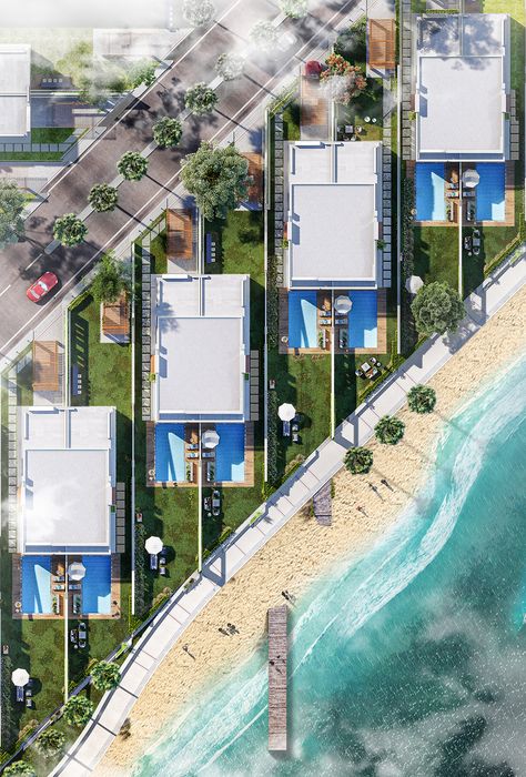 Tamara Villa (A) - Arabian Gulf on Behance Resort Planning, Beach Resort Design, Residential Compound, Flat Roof Design, Resort Design Plan, Hotel Design Architecture, Resort Plan, Hotel Floor Plan, Small Villa