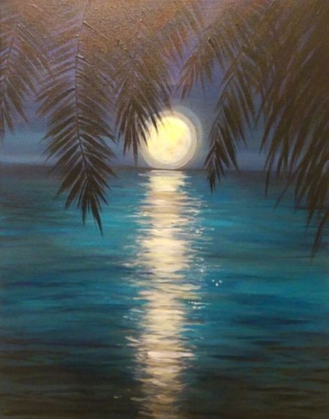 Sea Painting Ideas, Acrylic Sea Painting, Painting Ideas For Beginners, Wine And Canvas, Soyut Sanat Tabloları, Easy Canvas Painting, 수채화 그림, Sea Painting, Paint And Sip