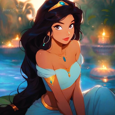 Princess Jasmine Art, Foto Disney, Disney Princess Artwork, Image Princesse Disney, Disney Princess Jasmine, Disney Jasmine, Disney Princess Fan Art, Disney Nerd, Princess Pictures