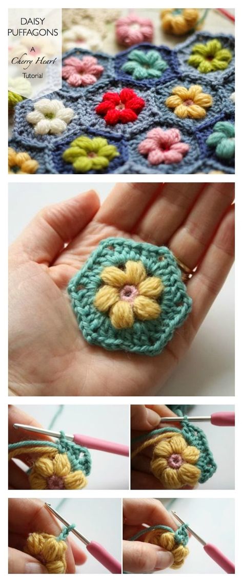 crochet blanket-Creative Crochet Motif Ideas for Stunning Granny Squares Daisies Flower, Corak Bunga, Flower Blanket, Crochet Daisy, Crochet Hexagon, Crochet Blocks, Crochet Square Patterns, Crochet Design, Granny Square Crochet Pattern
