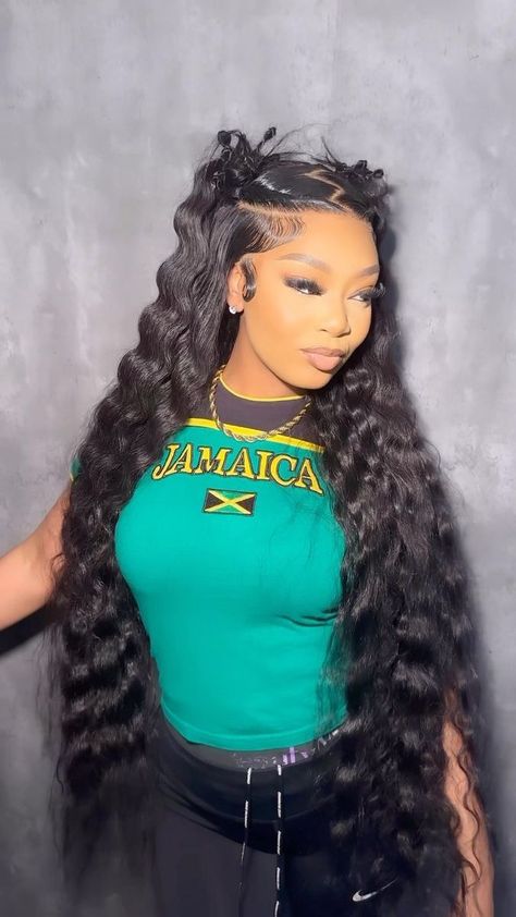 RozaySoRaw🔥🎸 on Reels | Quavo · Turn Yo Clic Up Half Up Half Down Trendy Hairstyles, Cute Wig Install Styles, Space Buns Half Up Half Down Wig, Black Women Hairstyles Half Up Half Down, Skunk Stripe Wig Black Women, Curly Half Up Half Down Wig, Deep Waves Hairstyle, Black Woman Hairstyle Weave, Styles With Deep Wave Hair