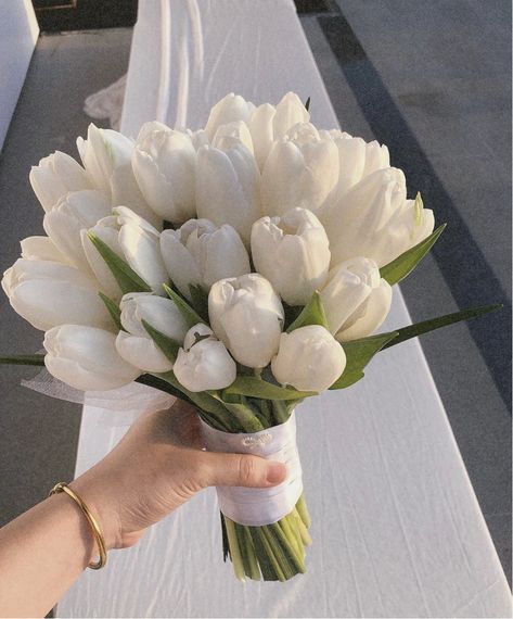 White Tulips Wedding, Tulip Wedding Bouquet, Tulip Bouquet Wedding, Simple Bridesmaid Bouquets, Tulip Bridal Bouquet, White Tulip Bouquet, Classic Wedding Bouquet, Brides Flowers Bouquet, Small Bridal Bouquets