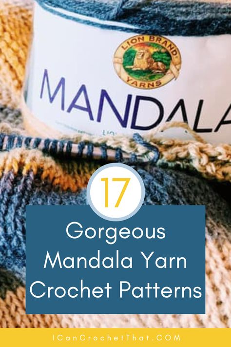 Mandalas, Lions Brand Yarn Patterns, Crochet Scarf Mandala Yarn, Ombré Yarn Crochet, Crochet Lion Brand Mandala Yarn Pattern, Lion Brand Mandala Ombre Yarn Crochet Patterns Free, Crochet Blanket Mandala Yarn, Crochet Projects With Ombre Yarn, Lion Brand Ombre Yarn Patterns