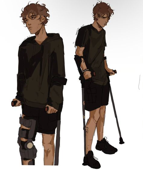 Disabled Remus Lupin Fanart, Disabled Remus Lupin, Disabled Character Art, Gay Character Art, Disabled Character Design, Bluebiscuits Art, Disabled Oc, Remus Lupin Fan Art, Marauders Fan Art