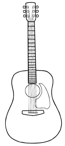 Simple line art vector image of acoustic guitar | Public domain vectors Quilts With Music Theme, Guitar Outline, Guitar Sketch, Guitar Clipart, Art Outline, Guitar Illustration, Guitar Patterns, Guitar Vector, Guitar Drawing