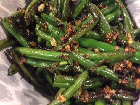 November – Dry Fried Green Beans – spades, spatulas & spoons Dry Fried Green Beans, Stir Fry Green Beans, Asparagus Dishes, Ginger Green Beans, Fried Beans, Fried Green Beans, Garlic Green Beans, Fried Green, Wild Ginger