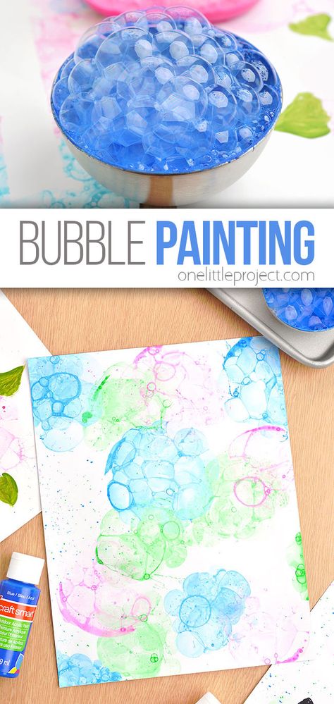 Bubble Crafts For Preschoolers, Preschool Bubble Craft, Painting With Bubbles Preschool, Bubble Pictures Art, Messy Outdoor Art For Kids, Colored Bubble Art, Bubble Painting Preschool, Bubble Art For Preschool, Bubble Projects For Kids