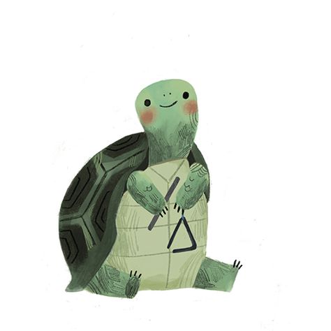 Animal Illustration Cute, Manu Montoya, Turtle Animation, Singing Illustration, Tortoise Illustration, Cute Animals Illustration, Turtle Character, Cute Turtle Drawings, Turtle Cute