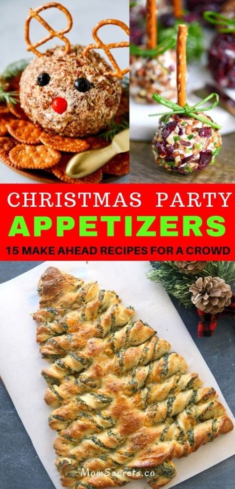 These are my favorite make-ahead Christmas Appetizers to feed a crowd. These 15 ideas will keep your holiday party moving. #christmasappetizers Natal, Christmas Appetizers Recipes, Christmas Party Appetizers, Make Ahead Christmas Appetizers, Holiday Appetizers Christmas, Christmas Potluck, Appetizers Christmas, Recipes For A Crowd, Christmas Appetizers Party