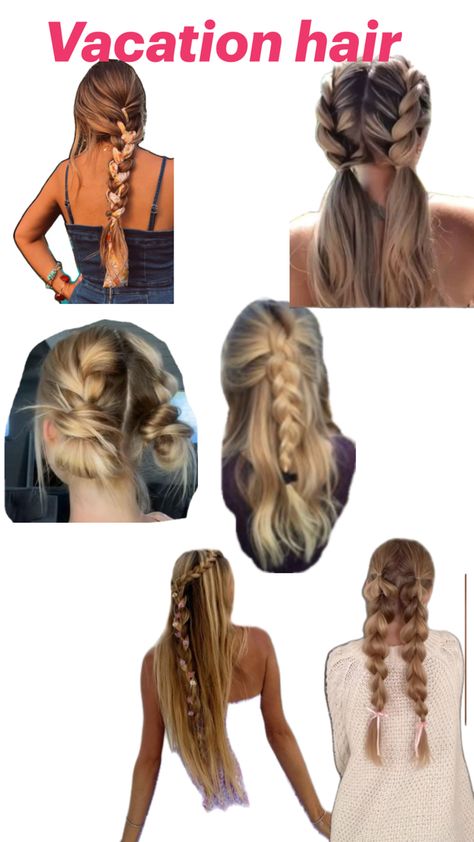 Looking for hairstyles for vacation this is perfect for you Mexico, Hairstyles For A Water Park, Hairstyles For A Pool Party, Hairstyles For Pool Day, Road Trip Hairstyles, Water Park Hairstyles, Easy Vacation Hairstyles, Hairstyles For Vacation, Hawaii Hairstyles