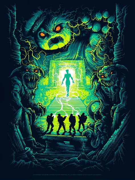 Ghostbusters 30th Anniversary Dan Mumford Are You a God? Poster Release Dan Mumford Art, Veselý Halloween, God Poster, Dan Mumford, Ghostbusters 1984, Horror Movie Icons, Horror Artwork, New Retro Wave, Horror Posters