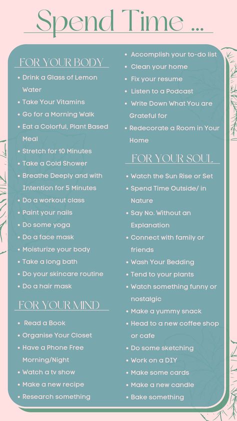 Mindful Things To Do, What To Do In Free Time Ideas, Me Time Things To Do, Things To Relax Yourself, Things You Can Do To Better Yourself, Free Time Ideas Things To Do, Feel Good Things To Do, Things To Do To Reset, Calm Things To Do