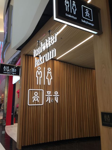 Mall Signage Design, Shopping Mall Signage, Corridor Signage, Mall Signage, Toilet Signage, Restrooms Signage, Wc Sign, Shopping Mall Interior, Bathroom Entrance