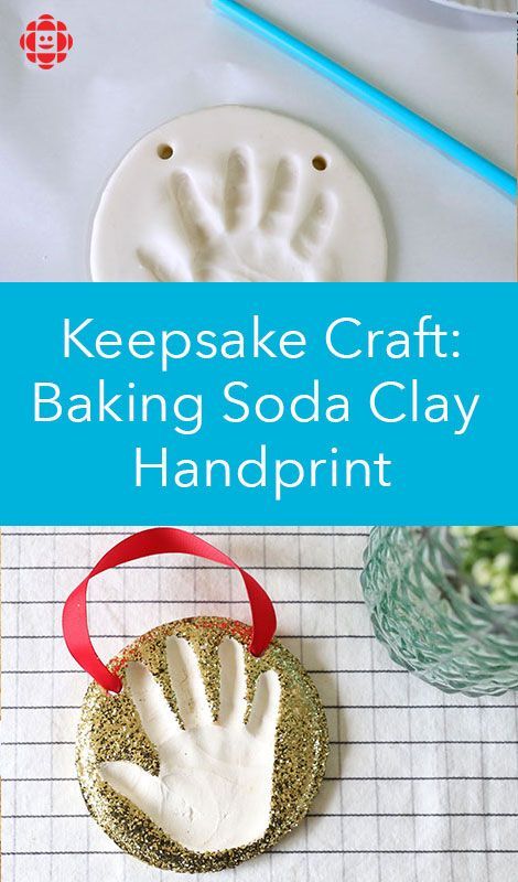 Here's a sweet and easy DIY for your kids to make for loved ones. Clay Handprint, Baking Soda Clay, Handprint Ornaments, Keepsake Crafts, Clay Craft, Handprint Crafts, Christmas Keepsakes, Craft Making, Clay Ornaments