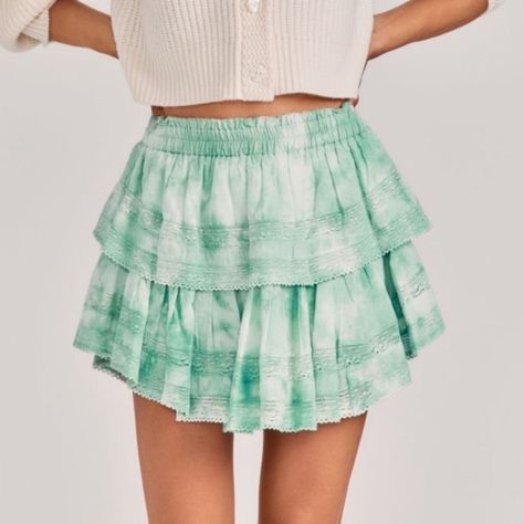 Ruffle Mini Skirt Jade Mist Hand Dye Size Xs Originally $225 Loveshackfancy Skirt, Mini Skirt Summer, Fancy Skirts, Rush Dresses, Eyelet Skirt, Velvet Mini Skirt, Summer Swag, Ruffle Mini Skirt, Tie Dye Cotton