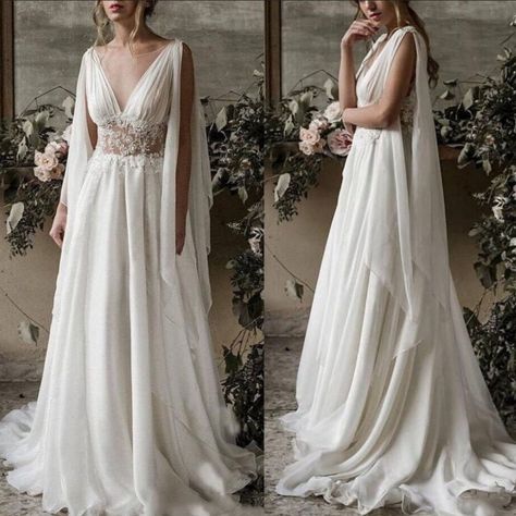 Bohemian Ivory Size 16w Wedding Dress Star Wars Wedding Dress, Beach Wedding Dresses Backless, Chiffon Wedding Dress Beach, Plus Size Robes, Contemporary Bride, Boho Beach Wedding, Beach Wedding Dress Boho, Sheer Wedding Dress, Wedding Dress Chiffon