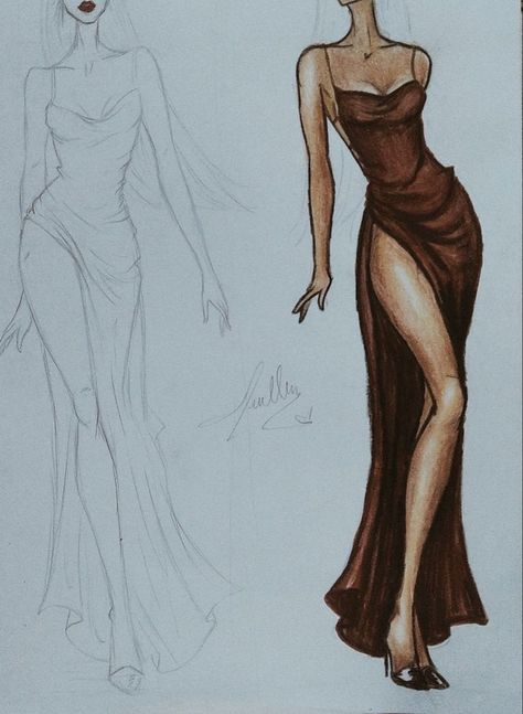 Prom Dress Designs Drawing, Fashion Sketches Wedding Dresses, Fashion School Sketches, How To Draw Wedding Dresses, Aesthetic Fashion Sketches, Fashion Art Illustration Sketchbooks, Fashion Designer Aesthetics Sketch, Prom Dresses Sketches, How To Draw A Fashion Figure Sketch