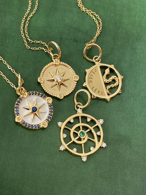 Pierced Pendant, Charms For Necklaces, Compass Jewelry, Jewelry Store Design, Monica Rich Kosann, Diamond Pendants Designs, Compass Pendant, Compass Necklace, Jewelery Box