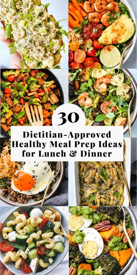 30 Healthy Meal Prep Ideas For Lunch & Dinner | Walder Wellness, RD Gf And Df Lunch Ideas, Essen, Easy Meal Plans For The Week Healthy, My Plate Recipes, Dietitian Meal Prep, Quinoa Meal Prep Recipes, Gut Healthy Dinner Ideas, Well Balanced Dinner Recipes, Dietitian Meal Plan