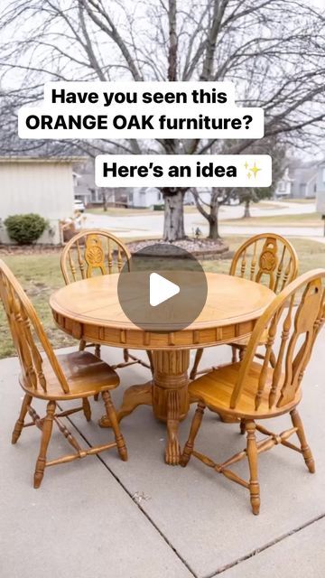 90s Table Makeover, Diy Round Kitchen Table Makeover, Wood Table Renovation, Small Kitchen Table Makeover, Upcycled Dining Room Table, Redone Oak Table, Refurbishing Dining Chairs, Diy Painted Table And Chairs, Western Dinning Table