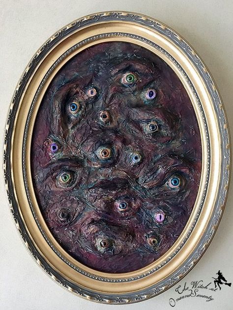 a very creepy eye Halloween art in dark shades is a gorgeous decoration you can DIY for your party Creepy Eye Art, Halloween Party Decorations Diy, Creepy Artwork, Eyes Pictures, Party Decorations Diy, Moldes Halloween, Halloween Party Decor Diy, Creepy Eyes, Halloween Party Decorations