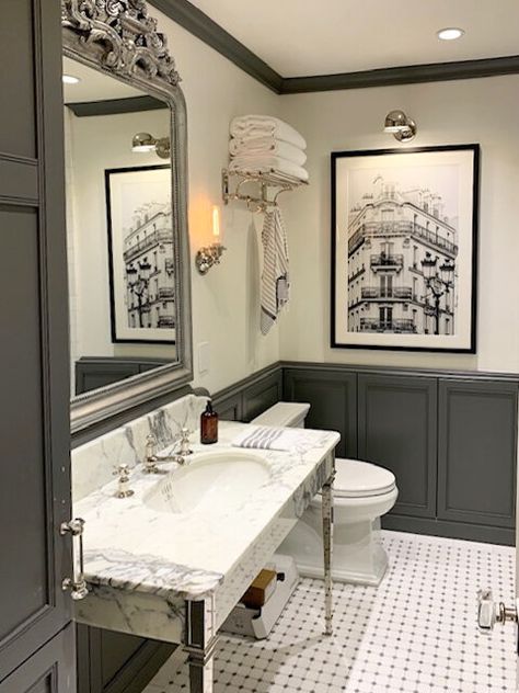 How to Create A French Bathroom at Home — Every Day Parisian Parisian Bathroom French Style, Parisian Bathroom, French Bathroom Decor, Timeless Bathroom Design, Paris Bathroom, Basement Suite, Paris Flat, French Bathroom, French Style Interior