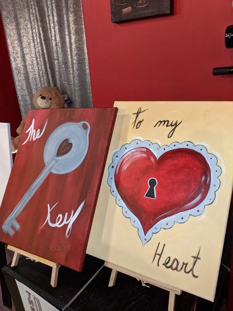 His And Hers Canvas Painting Ideas, Paintings To Make Your Boyfriend, Matching Couple Paintings, Two Person Painting Ideas, Art With Boyfriend, Boyfriend Girlfriend Painting Ideas, Matching Painting Ideas On Canvas, Painting Ideas For Anniversary, Canvas Couple Painting Ideas