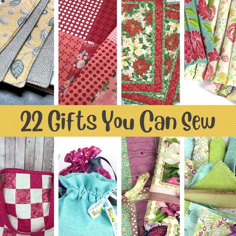 Christmas Gift Ideas Diy Sewing, Sewing Projects To Give As Gifts, Sewing Small Gift Bags, Christmas Gift Sewing Ideas, Easy Quilted Christmas Gifts, Hostess Gifts To Sew, Quick Sew Christmas Gifts, Christmas Gift Ideas Sewing, Christmas Fabric Gifts