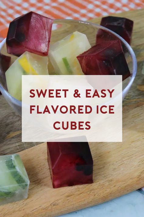 Cherry Ice Cubes, Ice Cube Flavors, Flavored Ice Cubes For Water, Infused Ice Cubes, Cube Ideas, Ice Cube Tray Recipes, Creative Ice Cubes, Fruit Water Recipes, Flavored Ice Cube