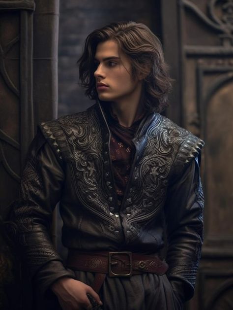 Dark fantasy, medieval, handsome guy, cool medieval jacket, wallpaper style Fantasy Prince Clothing, Black Medieval Clothes Men, Handsome Guy Aesthetic, Character Inspiration Male Black Hair, Male Medieval Clothing, Medieval Prince Outfit, Male Vampire Character Design, Dark Prince Aesthetic, Dark Fantasy Clothing