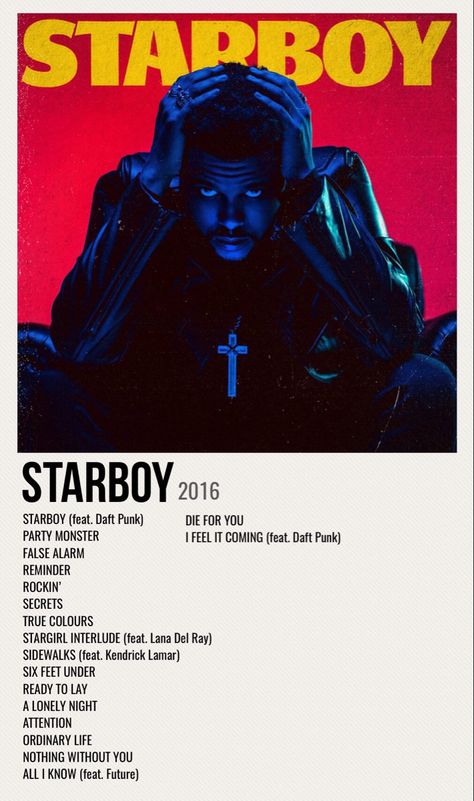 minimal poster of the album starboy by the weeknd The Weeknd Album Cover Starboy, The Weekend Starboy Poster, Album Covers Weekend, The Weekend Starboy Album Cover, Th Weekend Album Cover, The Weeknd Starboy Album Cover, Starboy Poster The Weeknd, The Weeknd Poster Album Cover, Music Album Covers The Weeknd