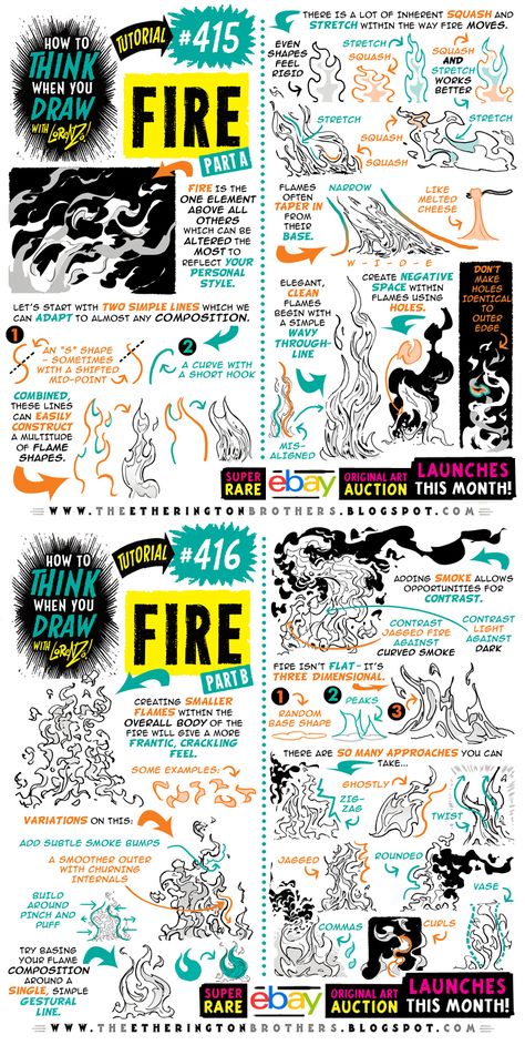 How To Draw Effects, How To Draw Fire, Fire Tutorial, Flame Drawing, Draw Fire, Drawing Fire, Mini Tela, Etherington Brothers, Fire Drawing