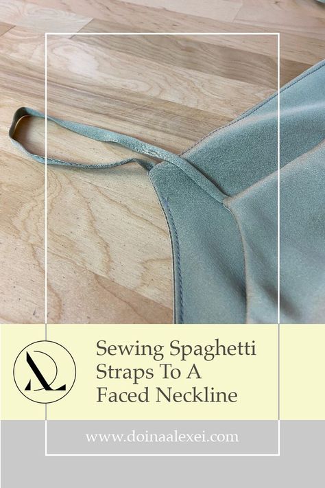 Couture, Jersey Fabric Sewing Ideas, Sew Spaghetti Straps, How To Sew Spaghetti Straps, Sew Techniques, Blouse Neckline, Homemade Shirts, Sewing Club, Apparel Sewing