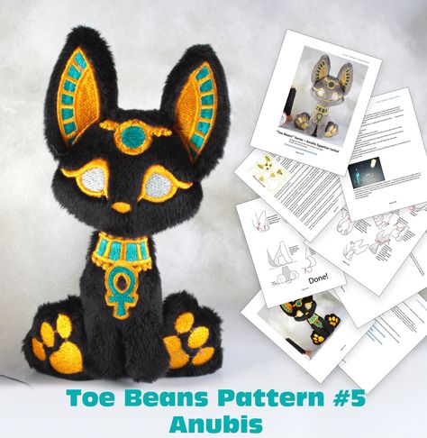 Carousel Customs! Custom Orders are available. 😺 ITH PATTERN- Anubis Egyptian God Jackal - Littlefox's Toebeans - Digital Download at $20.0 #PlushPatternCat #EmbroideryPattern #PlushDollPattern #ArtDollPattern #StuffedToyPattern #MachineEmbroidery #DollPatternAnimal #TutorialPlush #InTheHoopPattern #IthPlushPattern Ith Pattern, Etsy Plushies, Plushies Handmade, Anubis Egyptian God, Plush Making, Toe Beans, Awesome Crafts, Animal Sewing Patterns, Egyptian God