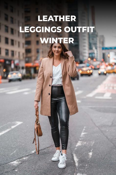 Leather Leggings Outfit Winter Leather Leggings And Blazer Outfit, Faux Leather Legging Outfits, Football Sunday Outfit, Styling Faux Leather Leggings, Leather Leggings Outfit Winter, Leather Leggings Outfits, Leather Leggings Look, Leggings Outfit Ideas, Leggings Outfit Winter