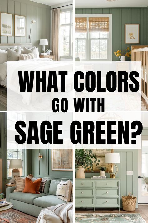 Are you struggling to find what colors go with sage green in the home? Whether you are looking to pair a color with your bedroom, cabinets, walls, living room or even exterior of the home, we've got you covered! Discover the best color combinations to pair with sage green in the home to make your design stand out and look flawless. Sage Green Traditional Living Room, Sitting Room Green Walls, What Colors Go Good With Sage Green, Sage Green And Accent Colors, Sage Green Paint With Wood Trim, Green Paint Walls Living Room, Sage Green Feature Wall Kitchen, Sage Kitchen Living Room, Cream Colour Living Room Ideas