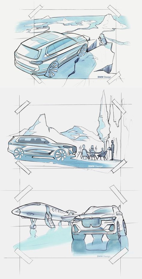 Set of official design sketches for the launch of the BMW X7  #BMW #BMWX7 #CarDesign #CarBodyDesign #DesignSketch #SUV X7 Bmw, Design Portfolio Layout, What Is Fashion Designing, Bmw X7, Crossover Suv, Industrial Design Sketch, Bmw Suv, Concept Car Design, Car Design Sketch