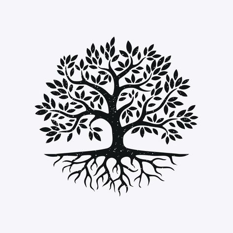 Silhouette vector of tree and root with black white color Tree Of Life Drawing Simple, Roots Drawing, Tree Of Life Images, Life Sketch, Tree Root, Tree Stencil, Tree Of Life Art, Simple Tree, Tree Tattoo Designs