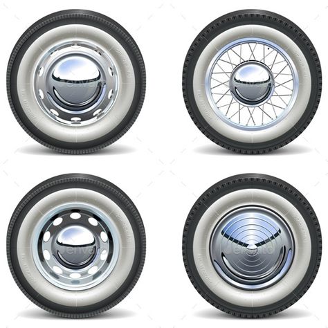 Vector Retro Car Wheels White Wheels, Truck Icon, Photographer Business Card Template, Graphic Design Portfolio Print, Bicycle Wheels, Gift Vector, White Rims, Machining Metal, Motorcycle Wheels