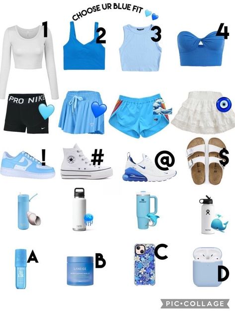 Preppy Blue Outfits, Choose Ur Outfit, Preppy Blue Aesthetic, Pick Ur Outfit, Girly Gifts Ideas, Choose Your Outfit, Backpack Inspiration, Cute Backpacks For School, Matching Outfits Best Friend