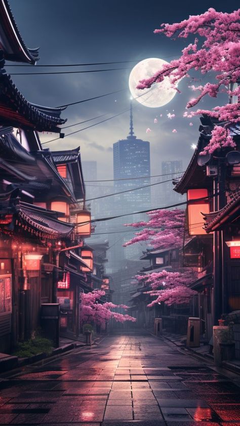 Transform Your Device: Anime Street Wallpaper Extravaganza Anime Street Wallpaper, Japan Anime City, Street Wallpaper, Anime Street, Street Landscape, Anime Landscape, Samsung Mobile Phone, Street Background, Tokyo Streets