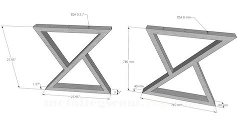 Steel Table Legs Ideas, Metal Table Frame, Modern Table Legs, Table Legs Metal, Diy Table Legs, Industrial Table Legs, Z Design, Iron Table Legs, Steel Table Legs