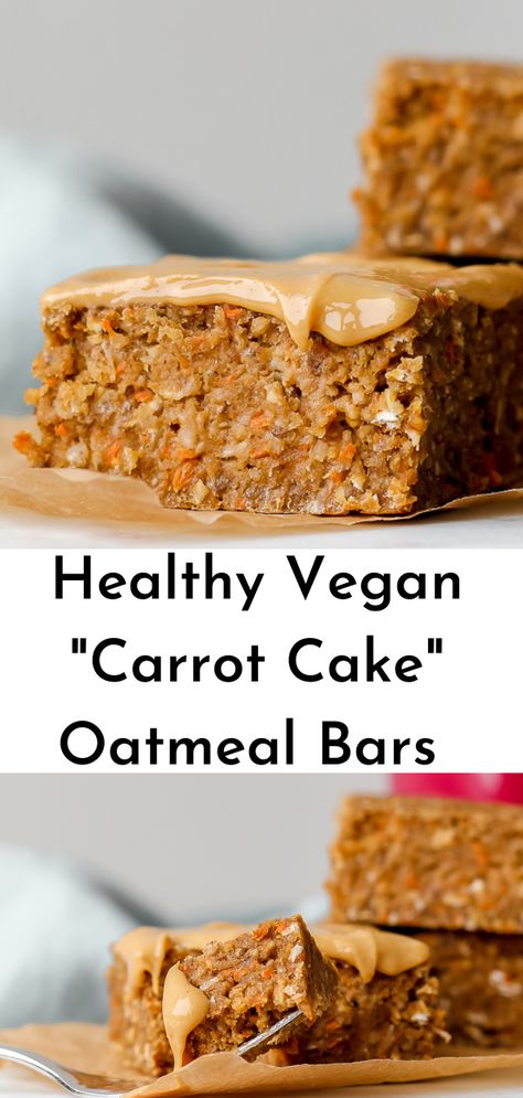 Vegan Carrot Cake Oatmeal, Vegan Carrot Cake, Retro Desserts, Romantic Desserts, Oatmeal Breakfast Bars, Vegan Baking Recipes, Vegan Snack Recipes, Carrot Cake Oatmeal, Vegan Carrot Cakes