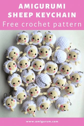 Cute Amigurumi Pattern, Amigurumi Free Pattern Keychain, Amigurumi Keychain Free Pattern, Keychain Crochet Free Pattern, Crochet Sheep Free Pattern, Amigurumi Keychains, Sheep Amigurumi, Crochet Keyring, Sheep Crochet