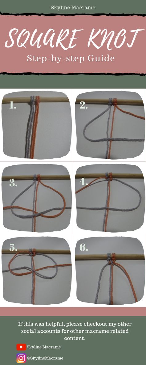 How To Make A Yarn Bracelet Step By Step, Square Knotted Bracelet, Square Knot Bracelet Tutorial Step By Step, Square Knot Bracelet Pattern, How To Do A Box Knot, Square Knots Tutorial, How To Make A Knotted Bracelet, How To Make Double Chain Knot Bracelet, Bracelet Yarn Diy Tutorials