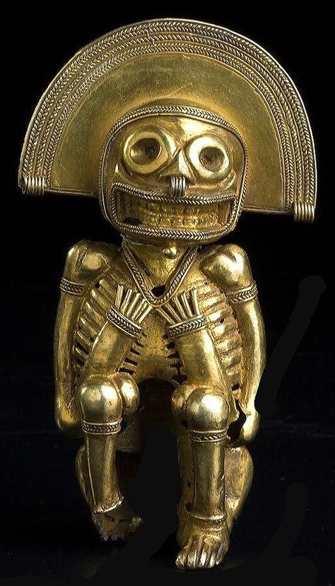 “A Pre-Columbian human skeleton figure Colombia, Tairona Culture, AD 1000 – 1500. Incan Culture, Gold Museum Bogota, Ancient Mesoamerica, Precolumbian Art, Skeleton Figure, Columbian Art, Aztec Civilization, Gold Museum, Golden Time