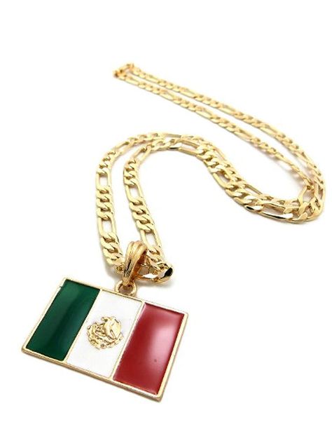 Mexico, Flag Of Mexico, Mexican Necklace, Mexico Flag, Figaro Chain Necklace, Figaro Chains, Pendant With Chain, Figaro Chain, Chain Pendant