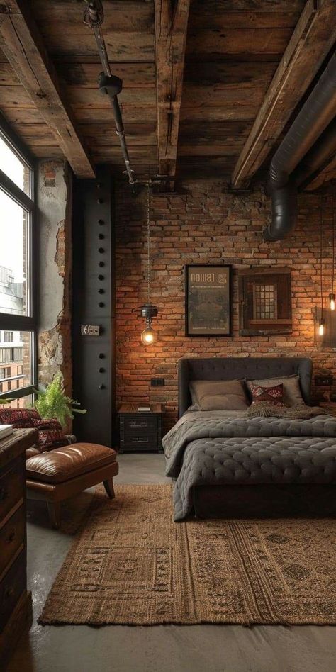 Chocolate Bedroom Ideas, Chocolate Brown Bedrooms, Utah Landscaping, Chocolate Bedroom, Brown Bedrooms, Male Bedroom, Male Bedroom Ideas, Industrial Room, Deco Living Room